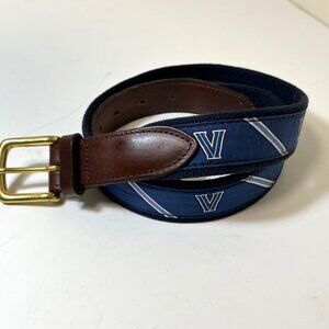 Vineyard Vines by Shep & Ian Villanova Wildcats Leather Canvas Brass Buckle Belt